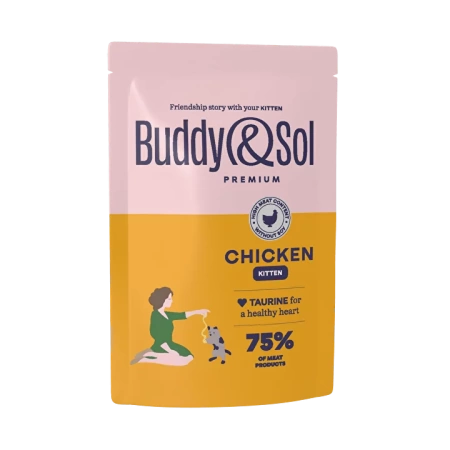 пауч Buddy&Sol PREMIUM KITTEN 85гр (Курица в соусе) для КОТЯТ BS350